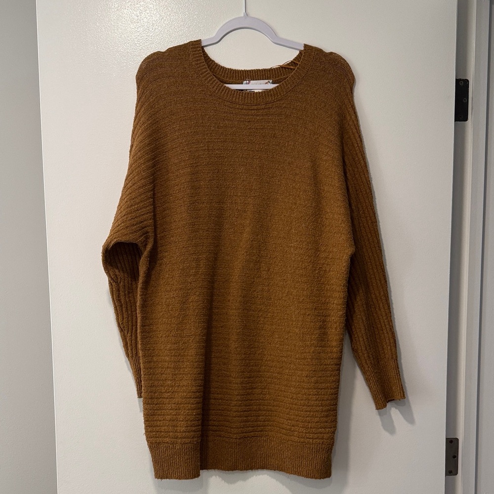 Pink Rose Warm Tan Crew Neck Sweater